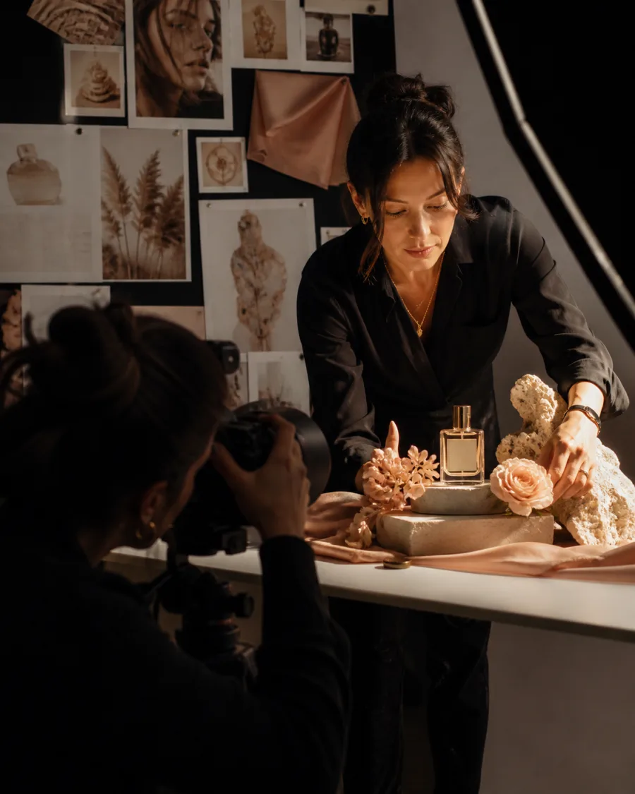 Female art director creating social media campaign content