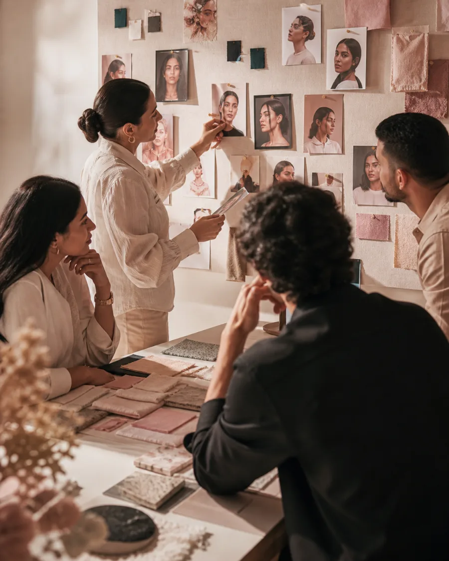 Creative team researching customers for brand strategy